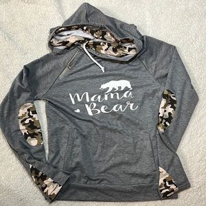 Mama Bear hoodie. Gray and green Camo size small